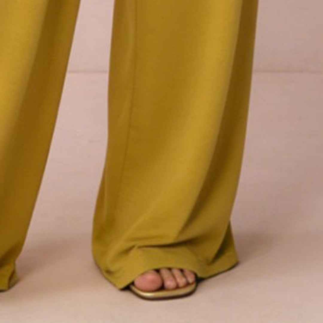 Tina mustard jumpsuit fabric close-up