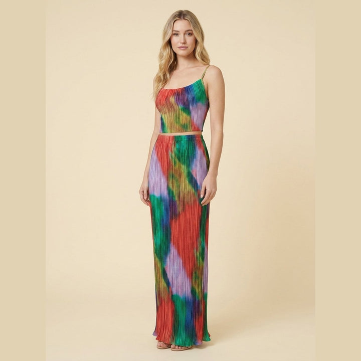 Tina rainbow satin set side