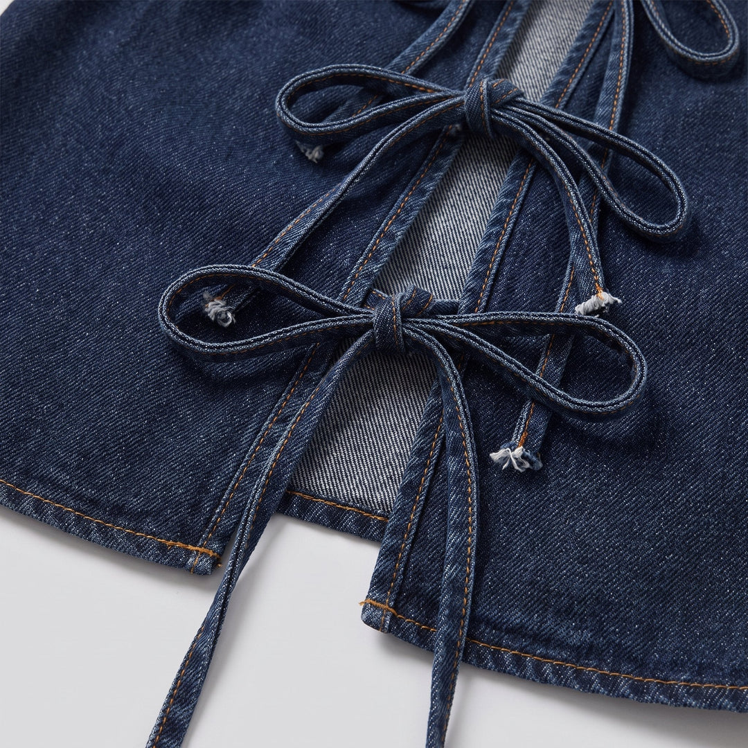 Valeria Denim Ensemble denim fabric close up