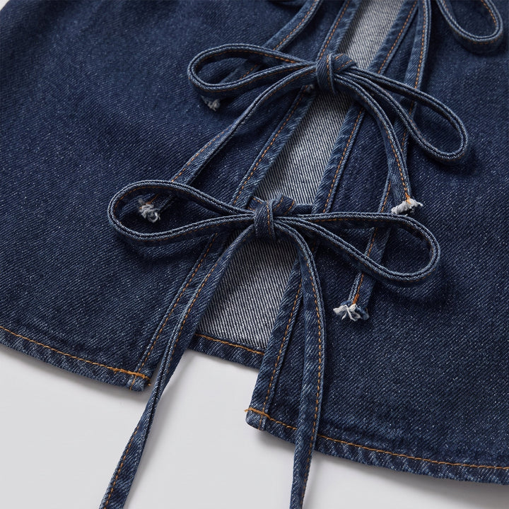 Valeria Denim Ensemble denim fabric close up