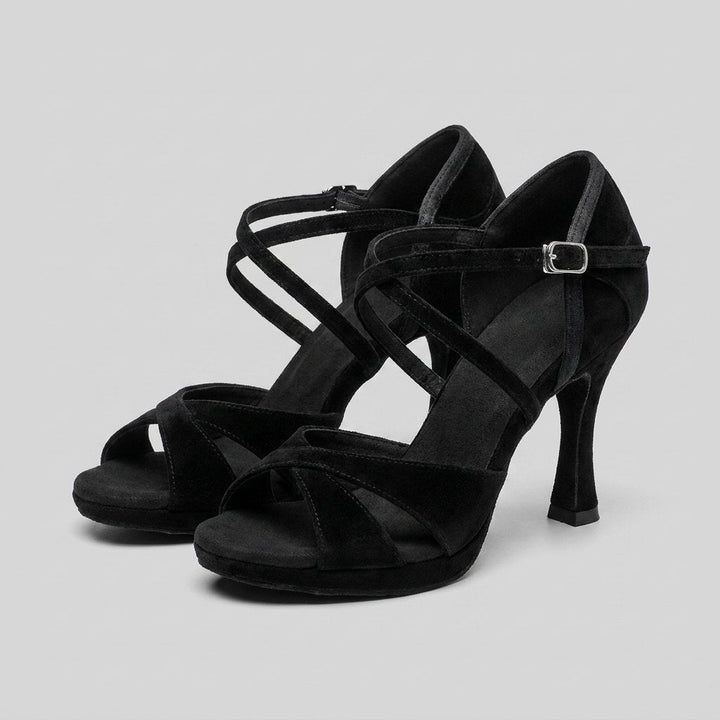 Vela velvet dance heels black pair