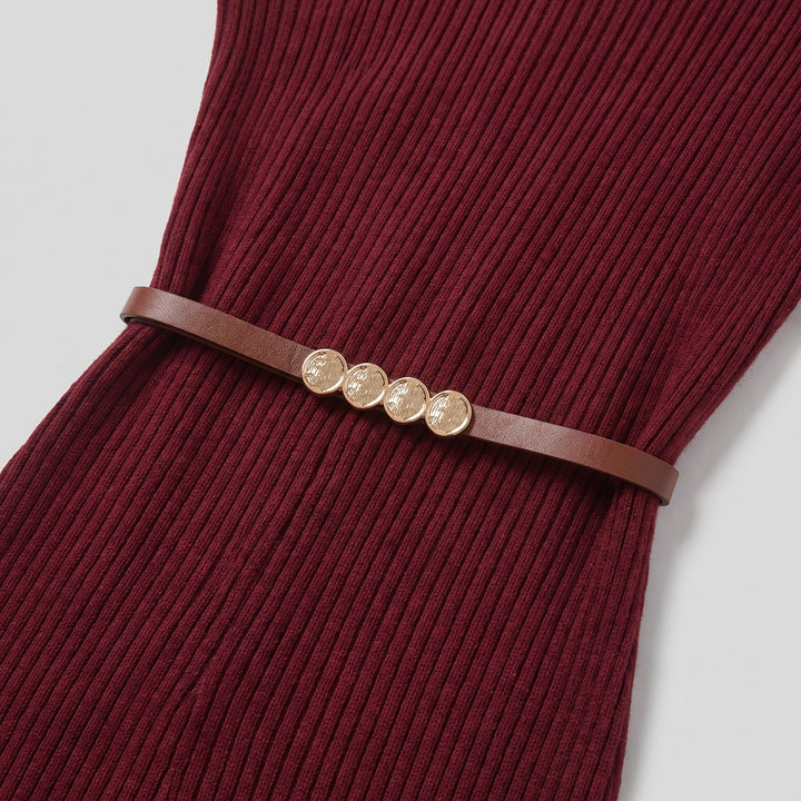 Verity burgundy ribbed knit fabric detail