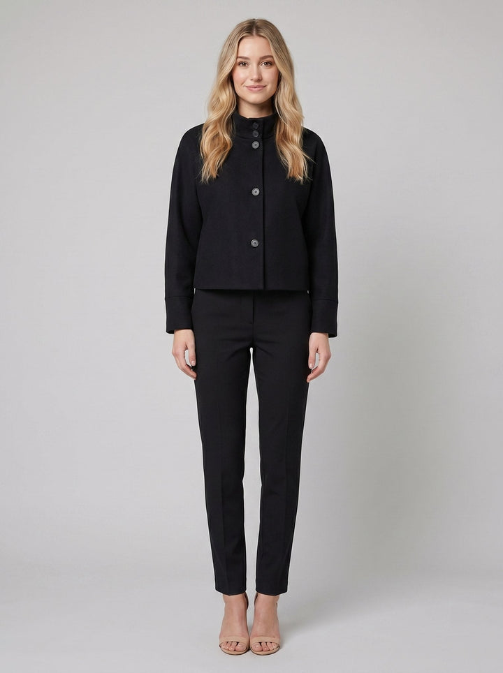 Virellea wool boxy jacket black on model