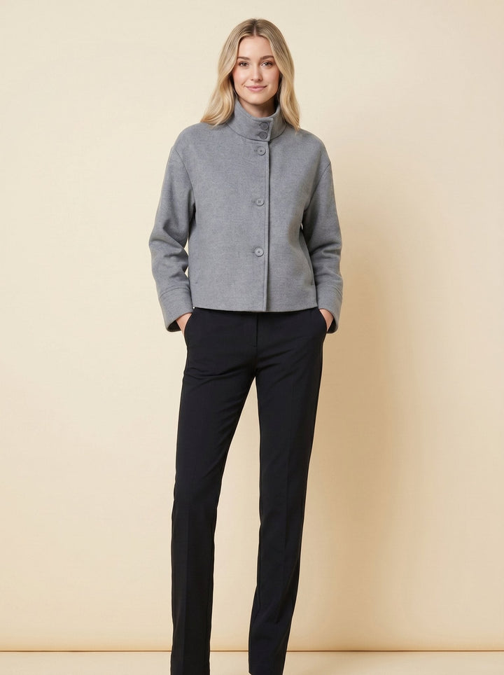 Virellea wool boxy jacket heather grey on model