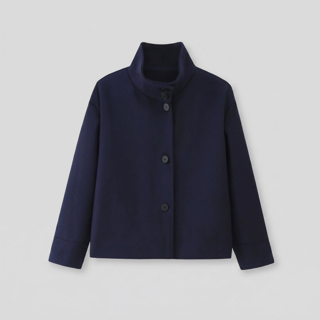 Virellea wool boxy jacket navy product flat lay
