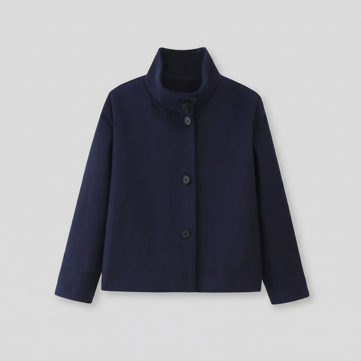 Virellea wool boxy jacket navy product flat lay