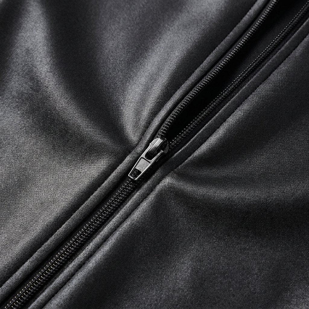 Wanda sauna sweat suit fabric and zipper close-up