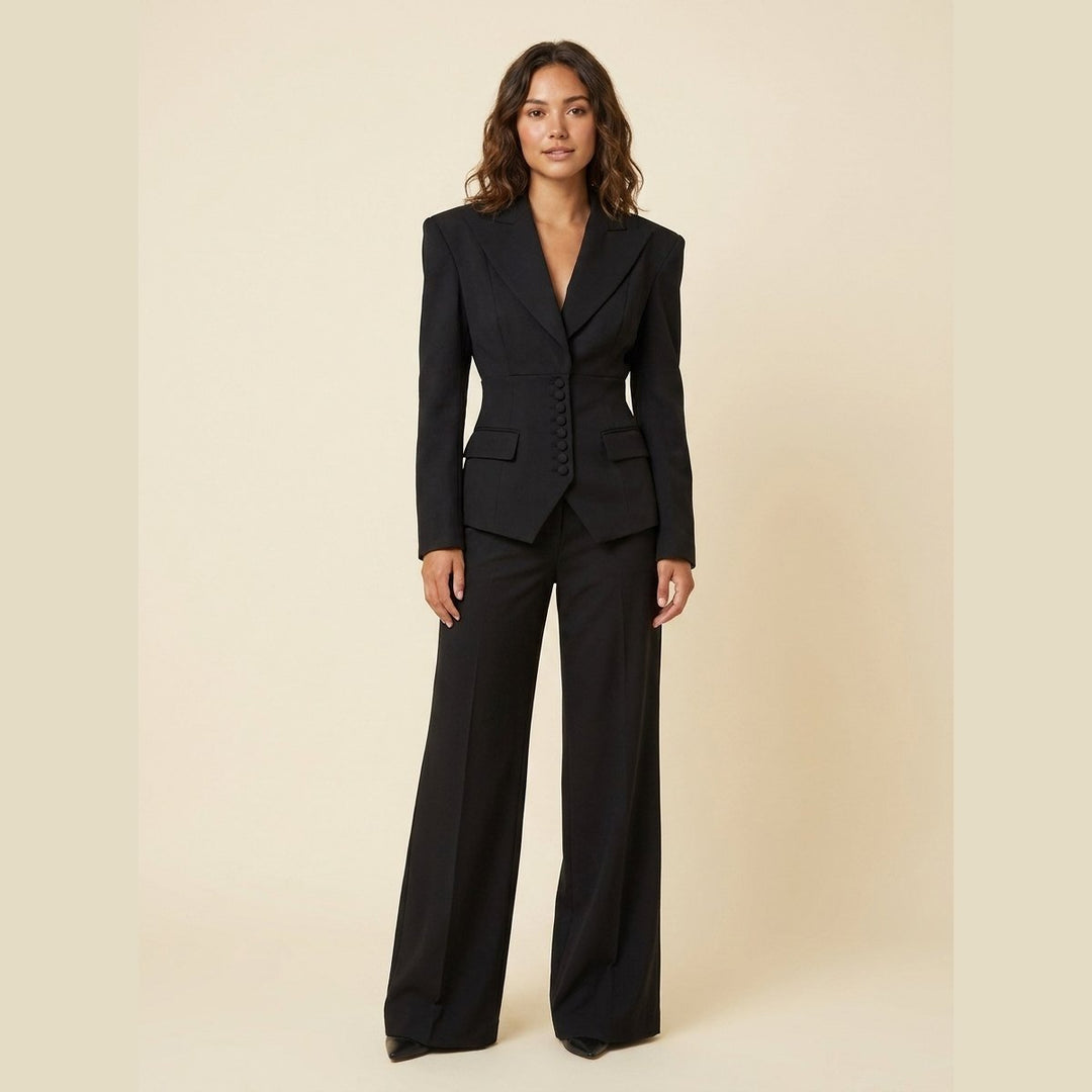 Wanda women's suit black blazer wide-leg trousers