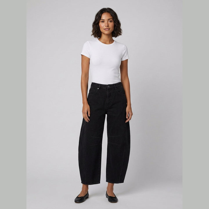 Waverly black barrel-leg palazzo pants