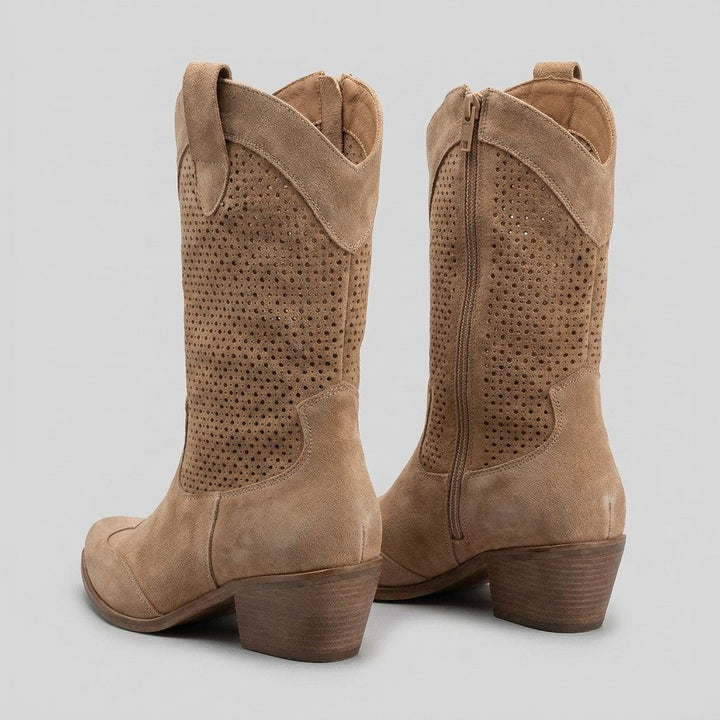 Willa cowboy boots rear view zipper heel