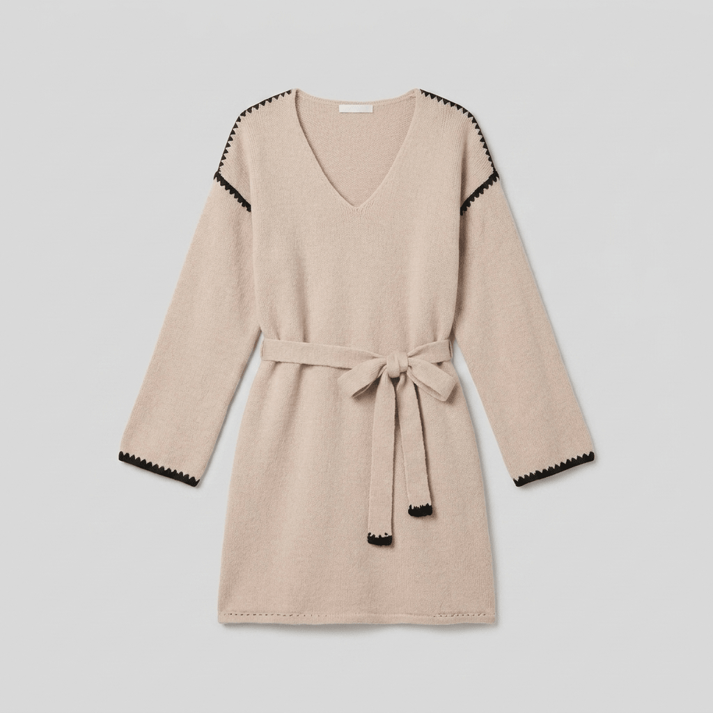 Wilma knit v-neck dress product flat-lay