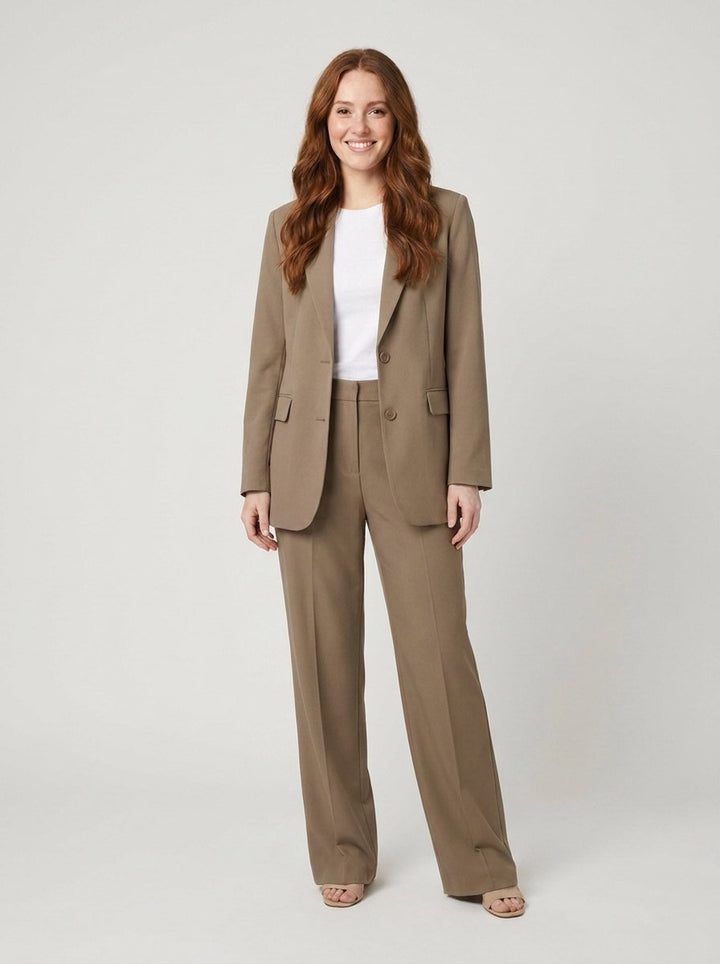 Wisteria khaki blazer suit front
