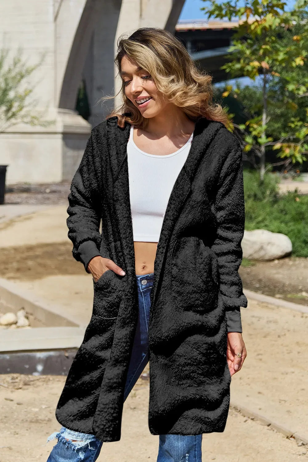 Wren teddy jacket black front