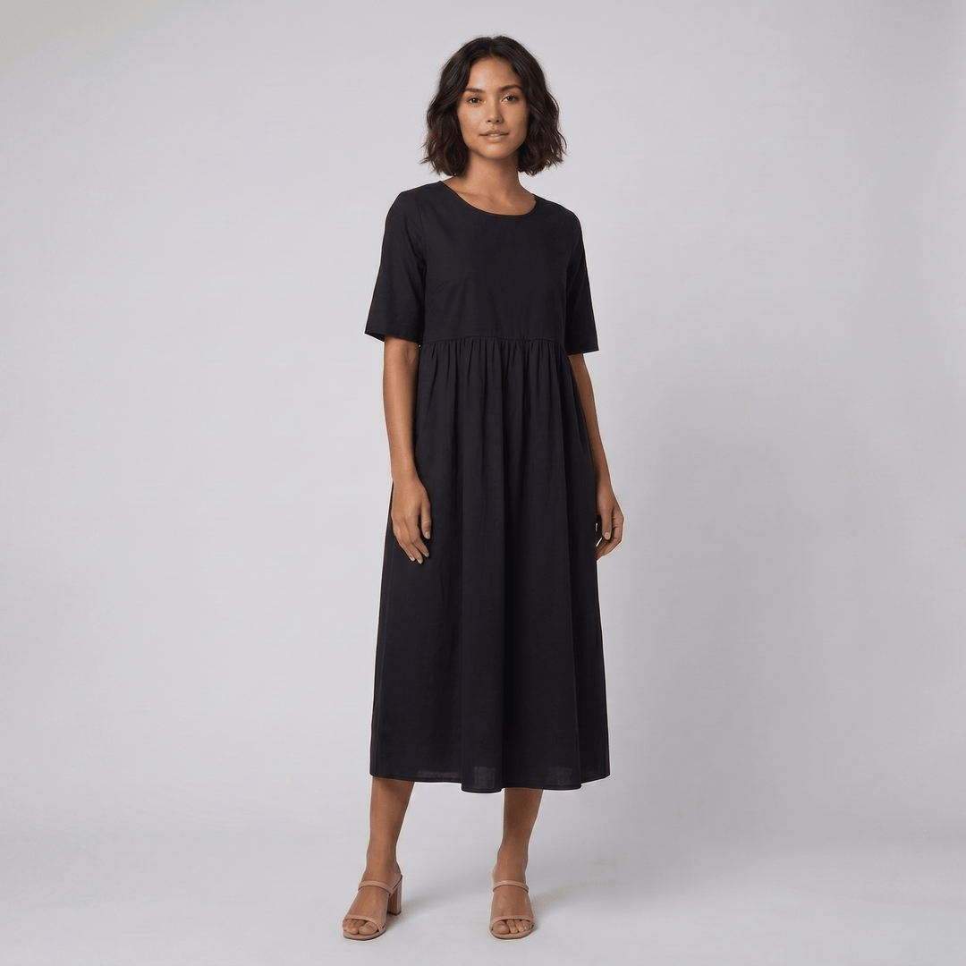 Ysoline flattering cotton dress black - The store Vancouver
