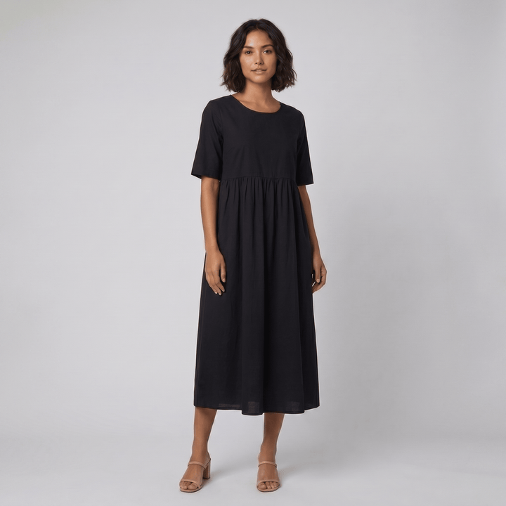 Ysoline flattering cotton dress black - The store Vancouver