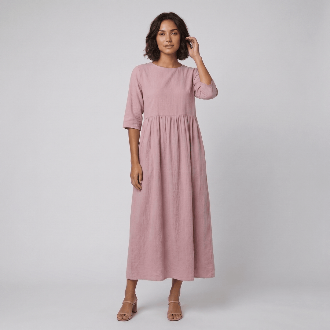 Ysoline flattering cotton dress pink - The store Vancouver