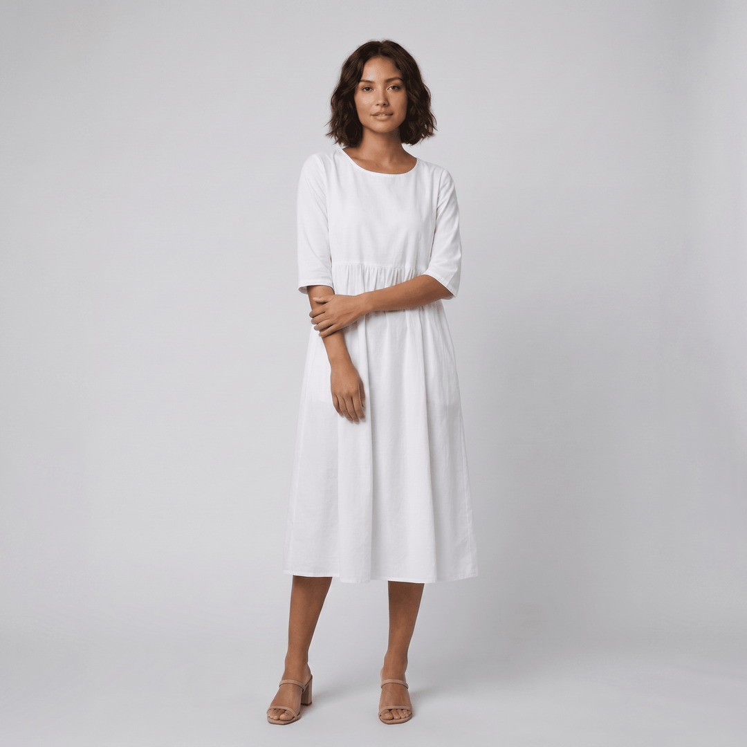 Ysoline flattering cotton dress white - The store Vancouver