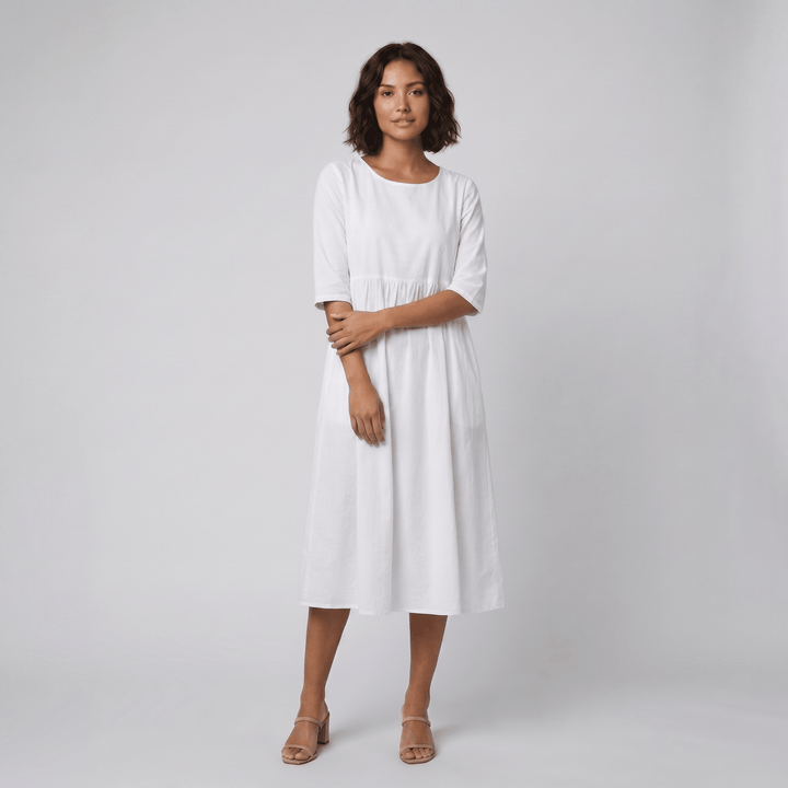 Ysoline flattering cotton dress white - The store Vancouver