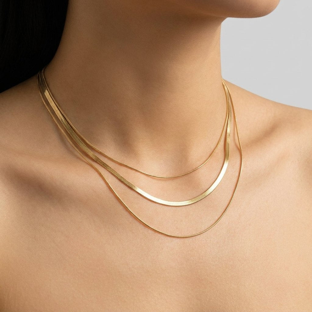 Zafina layered necklace worn