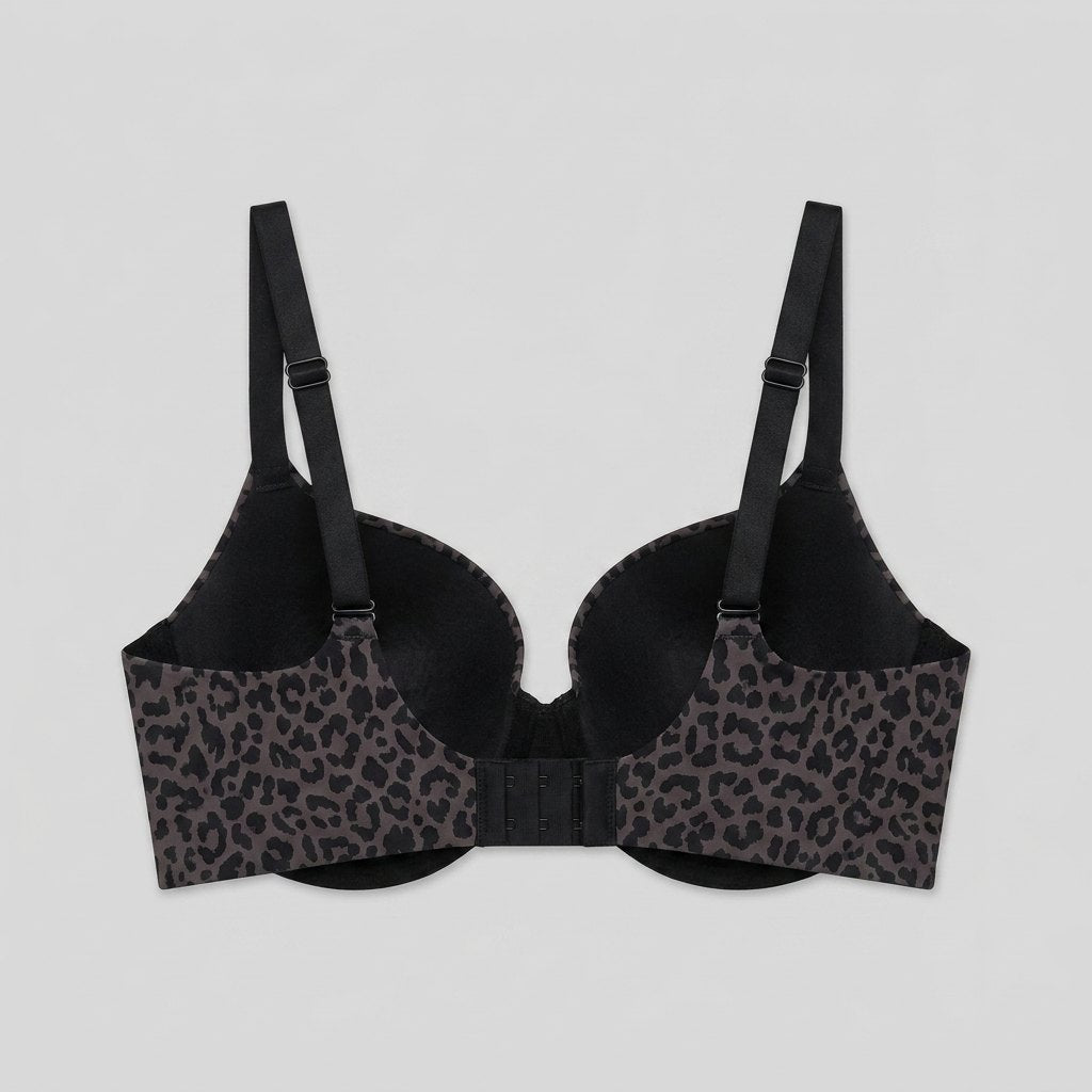 Zest black leopard wireless bra back flat lay