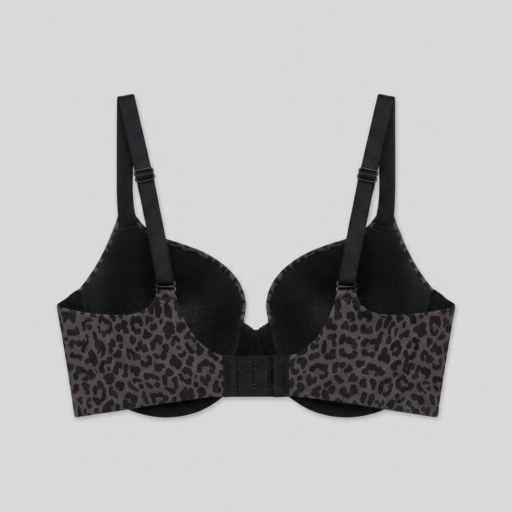 Zest black leopard wireless bra back flat lay