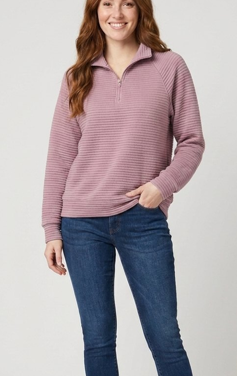 Half-Zip Pullover - Women's Soft Flattering Pullover