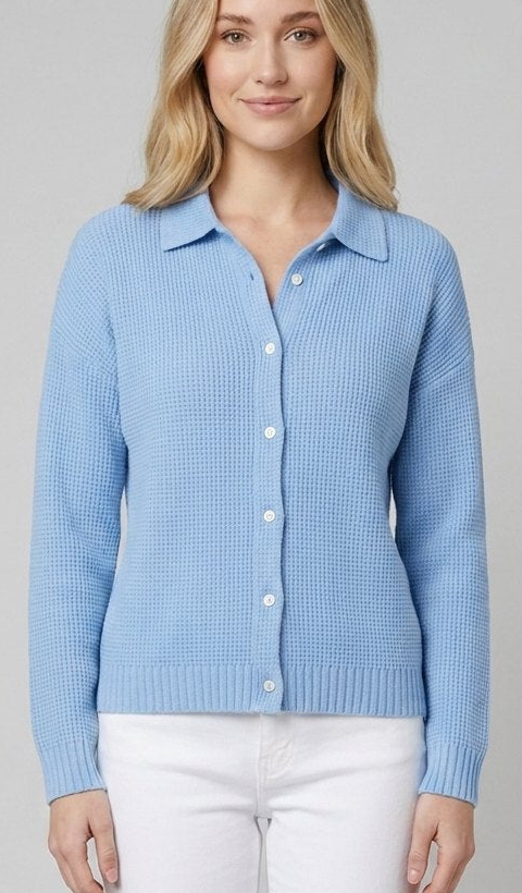 Long Cardigan - Women's Cotton-Blend Open Cardigan