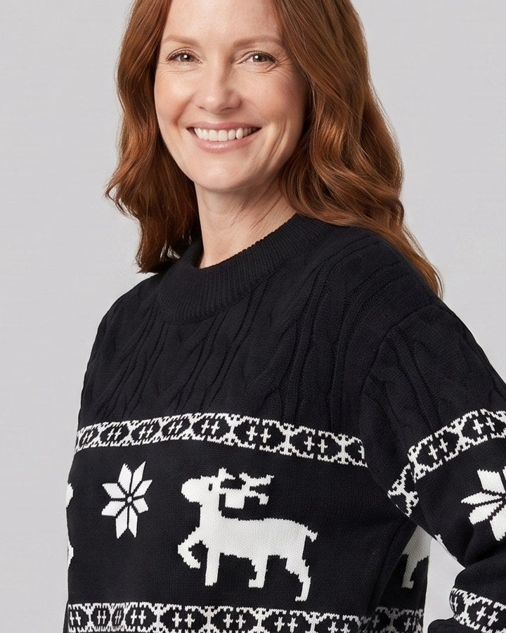 Nordic Pattern Knit Sweater - Women's Fair-Isle Sweater