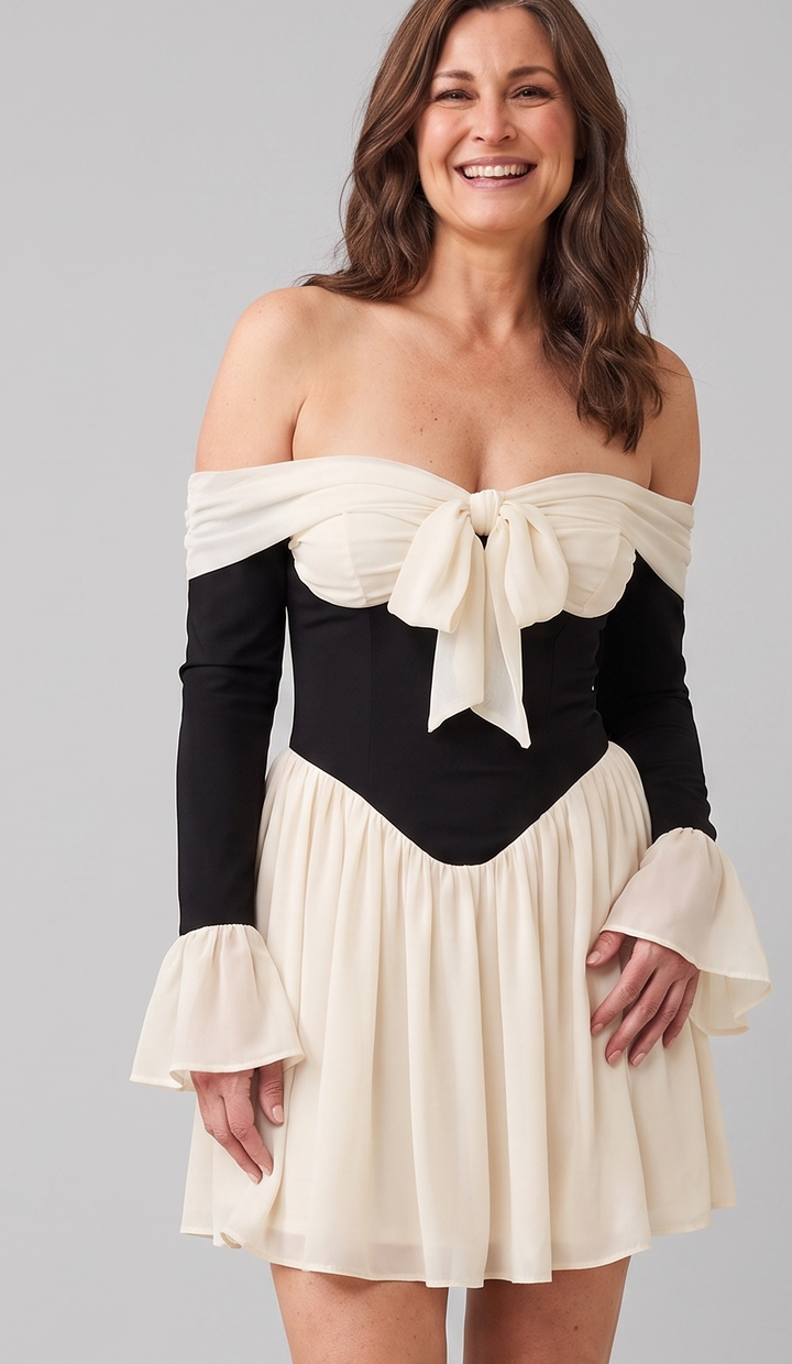 Off-Shoulder Corset Mini Dress - Women's Party Dress