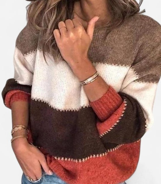 Striped Sweater - Women's Soft Colourblock Sweater