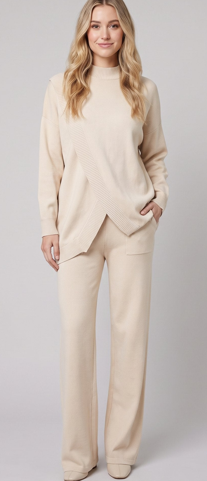 Two-Piece Knit Set - Women's Elegant Matching Set