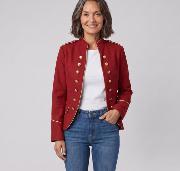 Velvet Blazer - Women's Gold Button Blazer Jacket