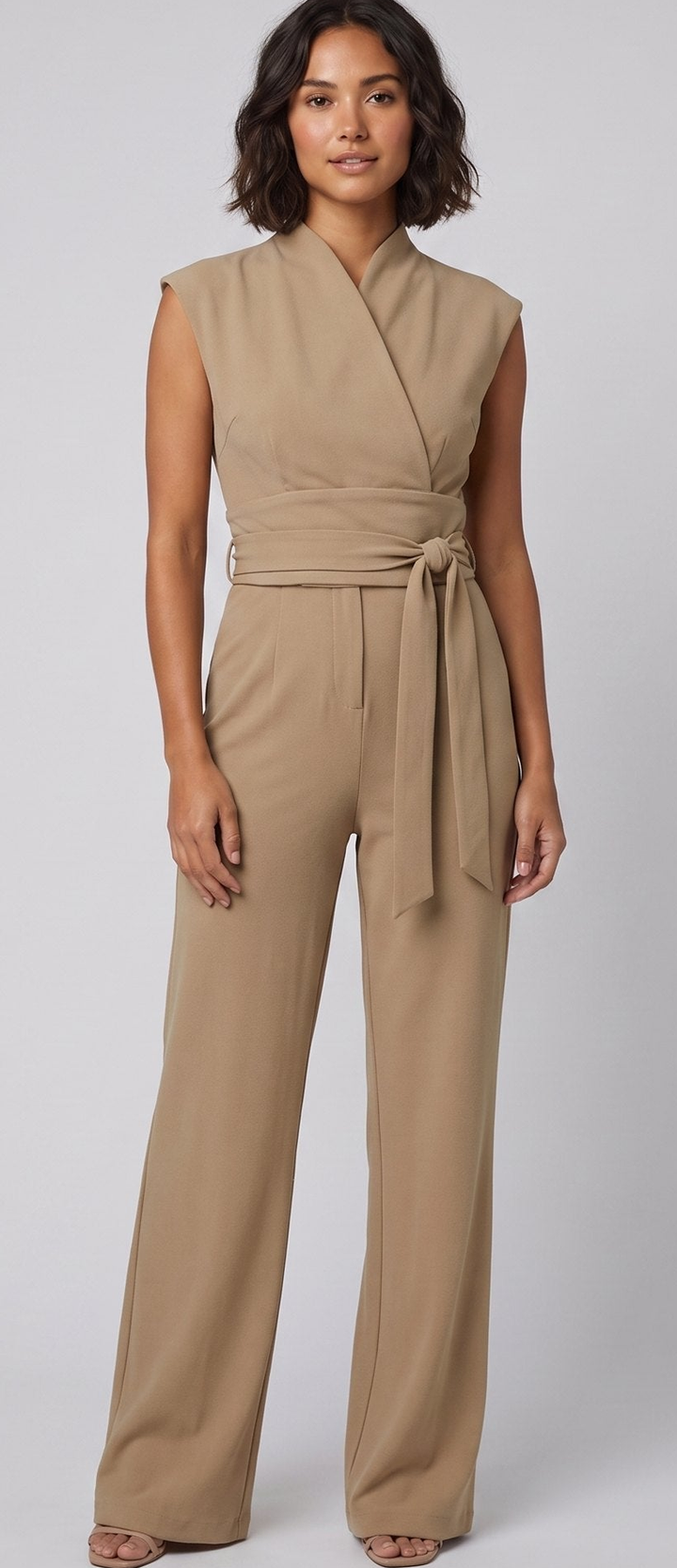 Wide-Leg Jumpsuit - Women's Tailored-Bodice Jumpsuit