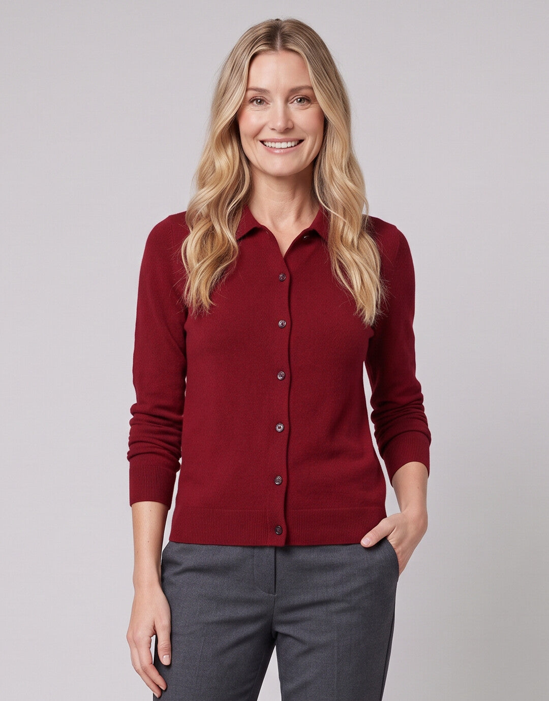 Women's wool-blend knit cardigan front