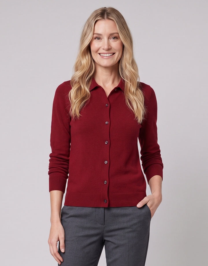 Women's wool-blend knit cardigan front